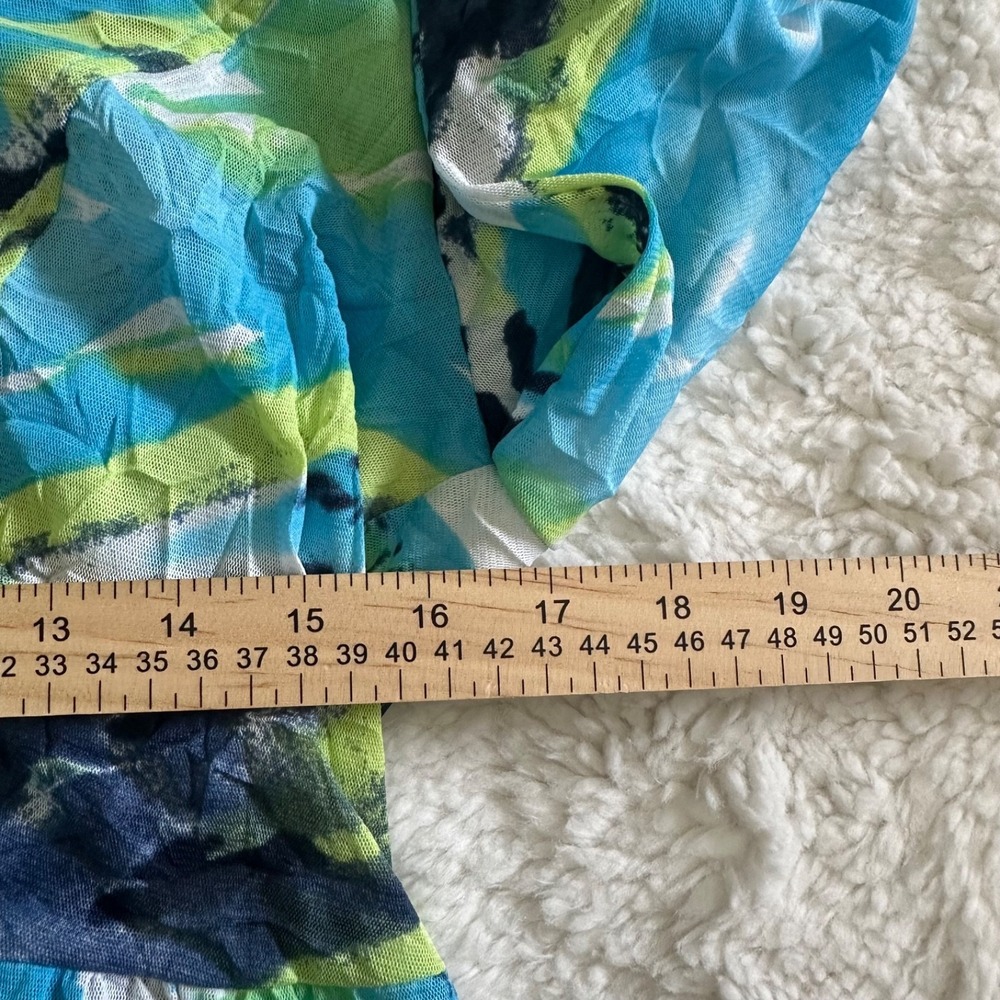 Picadilly Fashions 2-Pc Set Top & Mesh Tank Abstract Multi-Color Blue Green Sz M - Picture 7 of 11